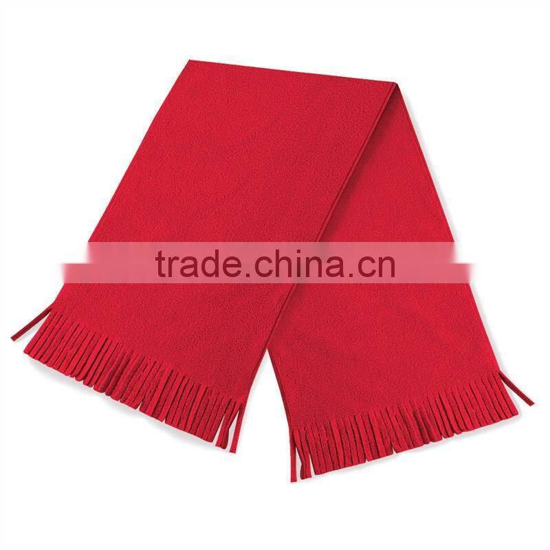 100% polyester fleece scarf with Tassels