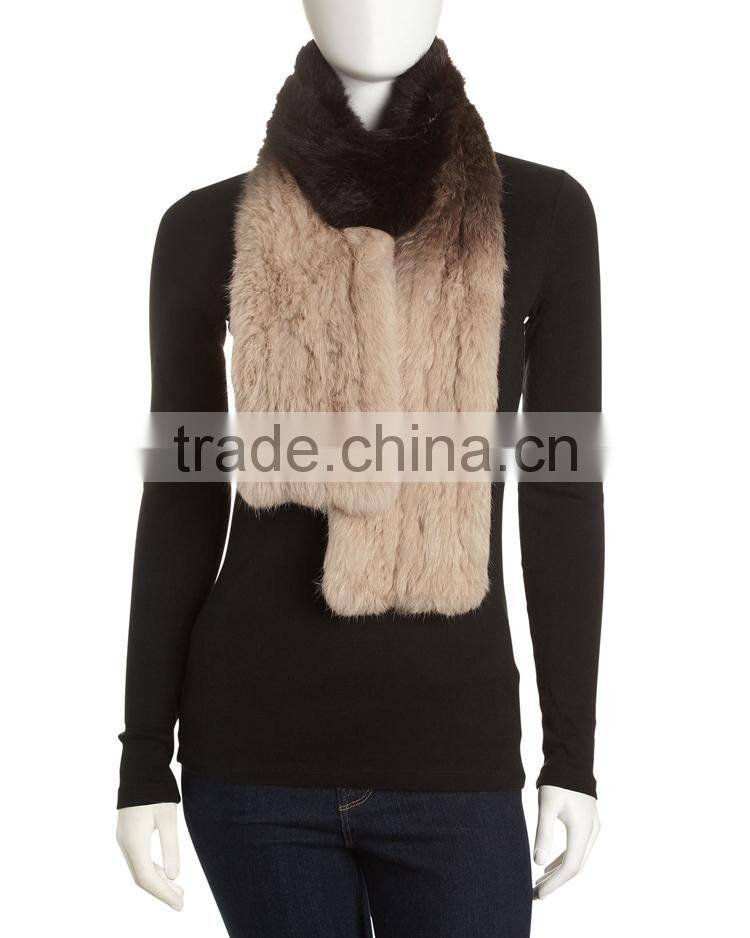 YR607 Alibaba Buyer Favorite Degrade Color Knit Rabbit Fur Cheap Women Fur Scarf