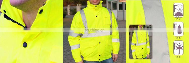100% polyester safety reflective waterproof raincoat 3 in 1 jacket
