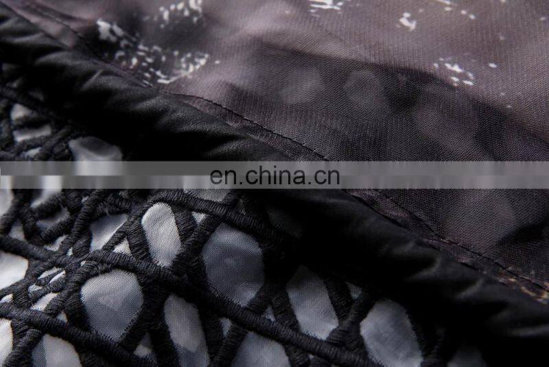 High quality sleeveless print organza dress 2016 mesh panel dress