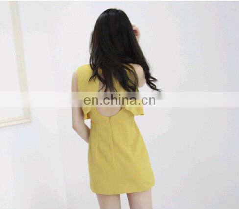 Wholesale ladies sleeveless yellow dress