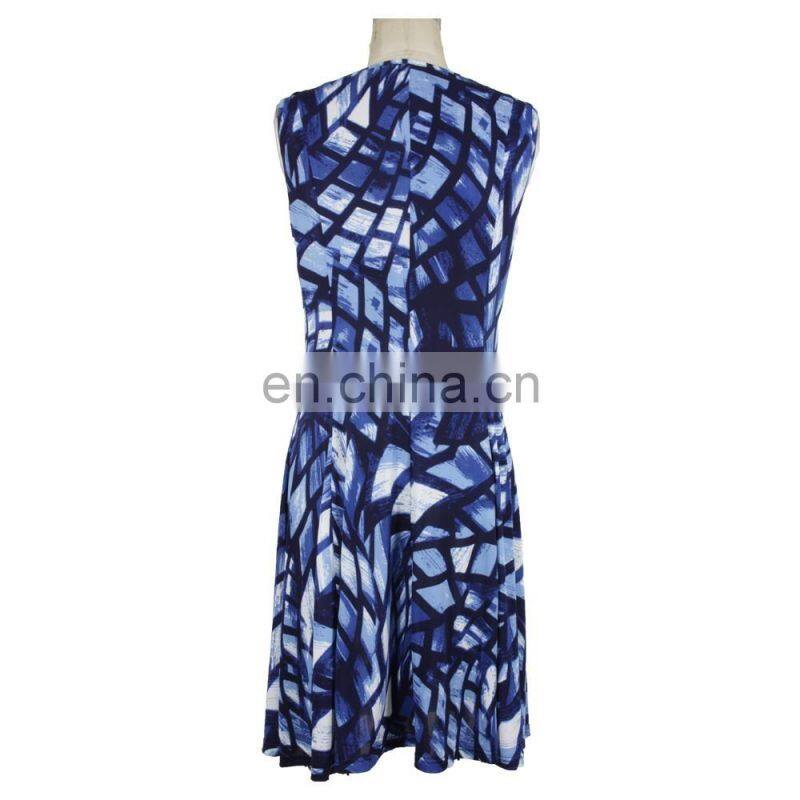 Abstract Print Milky FDY Fabric Old Women Dress Women Wear
