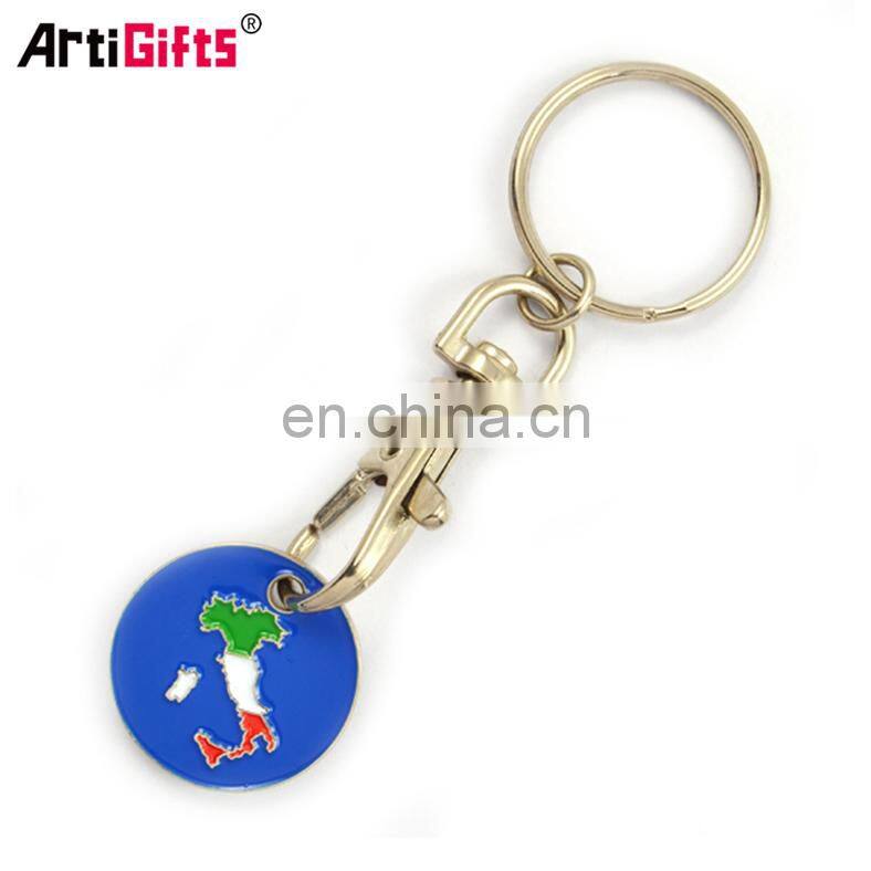 New promotional products shopping trolley pound coin token key ring