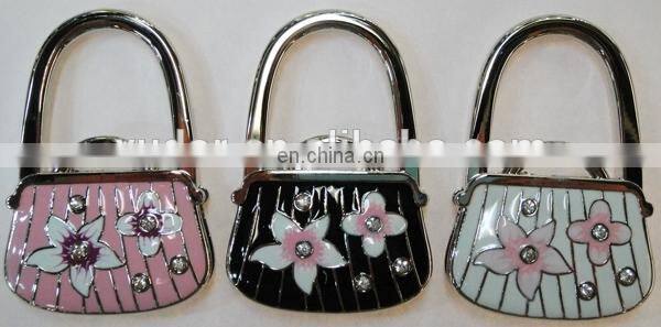 Free sample crystal stone folding purse bag hook handbag hanger
