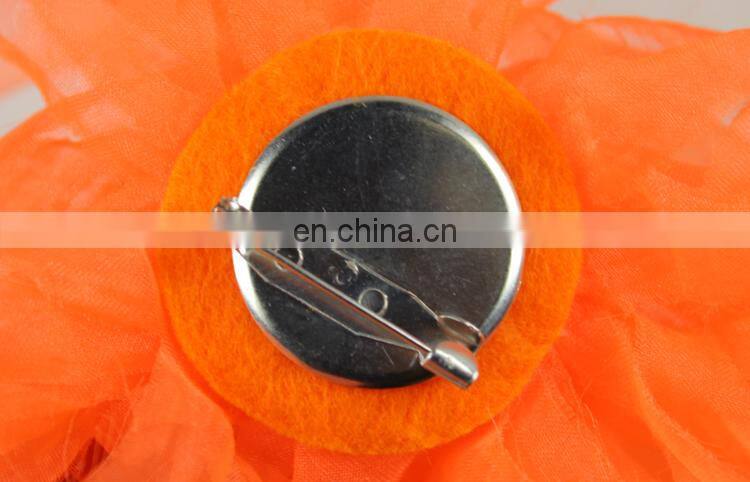 Fancy flower artificial organza brooch flowers handmade brooch
