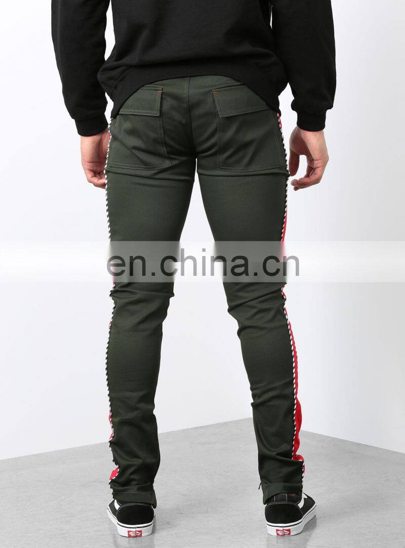 DiZNEW 2019 USA skinny design black and red polyester striped track pants