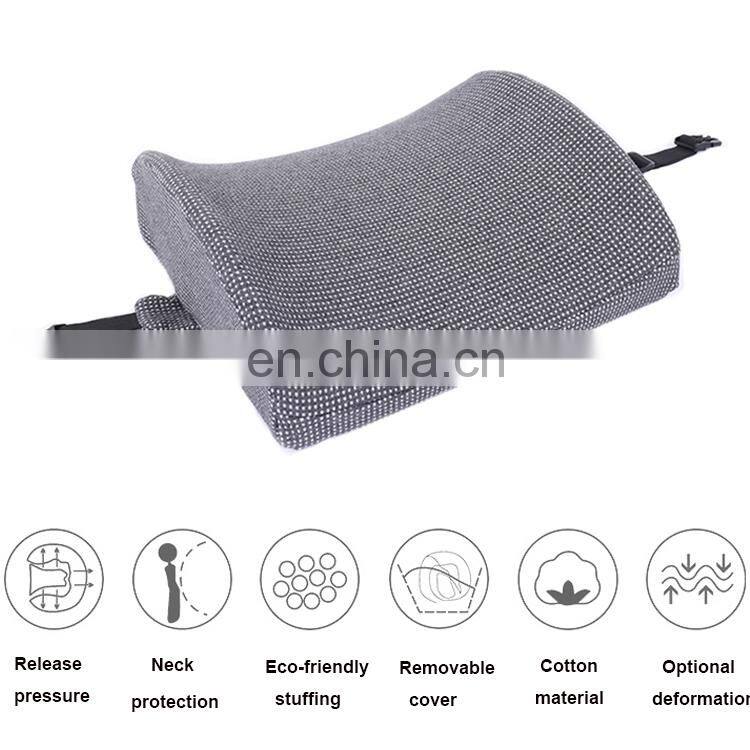 Hot sale grey memory pillows soft sleep pillow car waist cushion memory foam pillow for travel sleeping