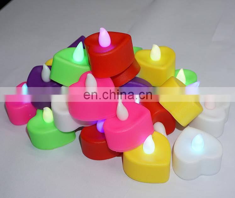 Ready to ship LED flickering colorful tea light candles wedding decoration flameless battery