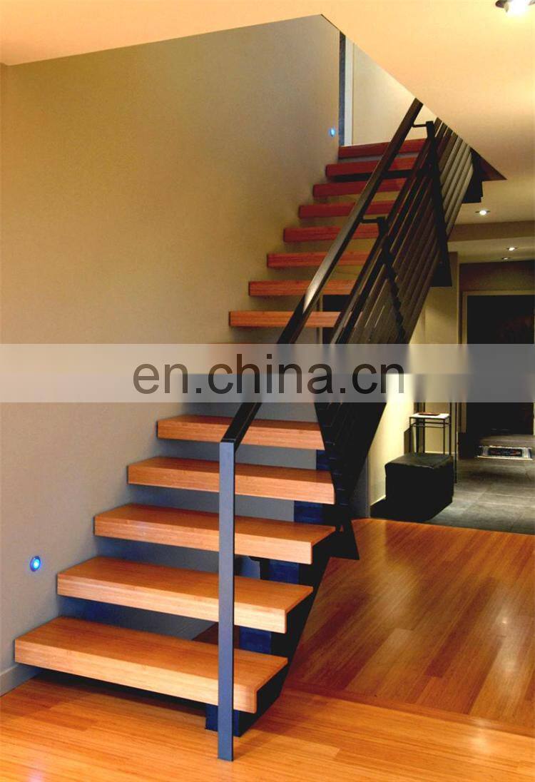 Solid Wood Tread Straight Staircase For Indoor House