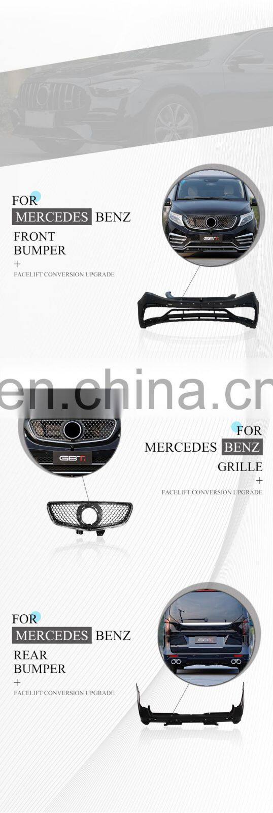 GBT drop shipping auto tuning parts v-class vito vip conversion kit facelift for mercedes vito w447 body kit