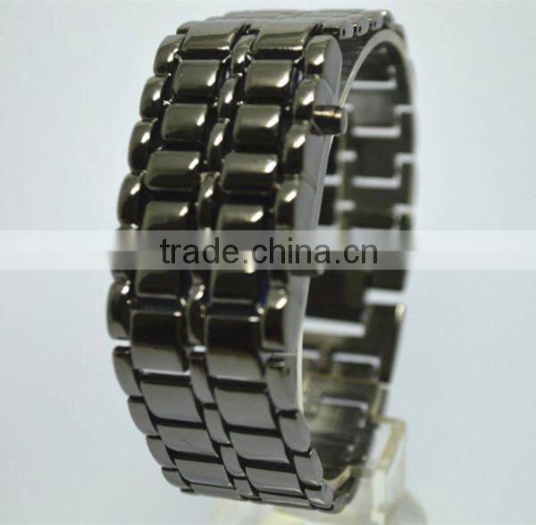 Lava style metal suit blue lights analog led digital watch