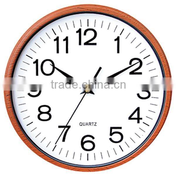 Wooden Color Cheap Plastic material Wall Clock