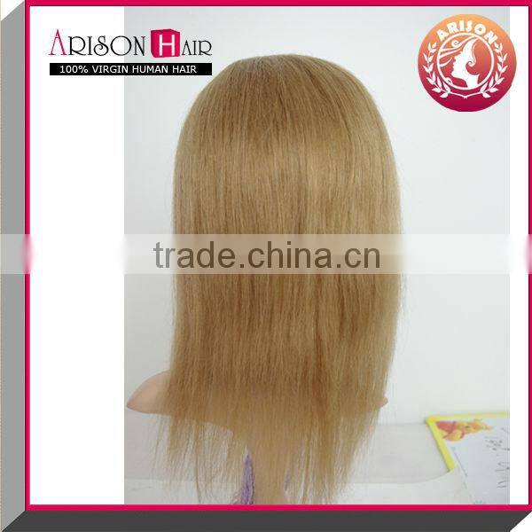 Popular blonde 100% european hair silk top lace wig