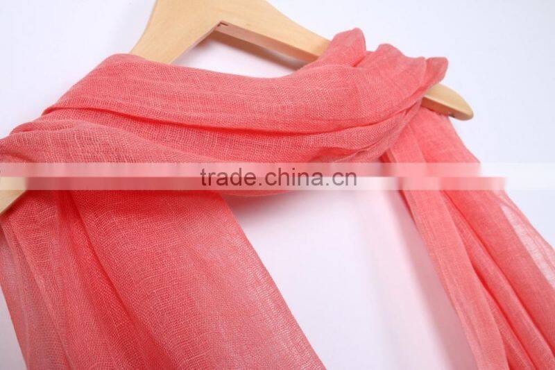 Custom Japan Fashion Women Solid Color Tassel Cotton Linen Pashmina Scarfs