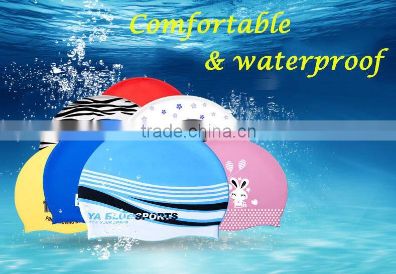 High quality custom colorful nude silicone swim cap For Long Hair