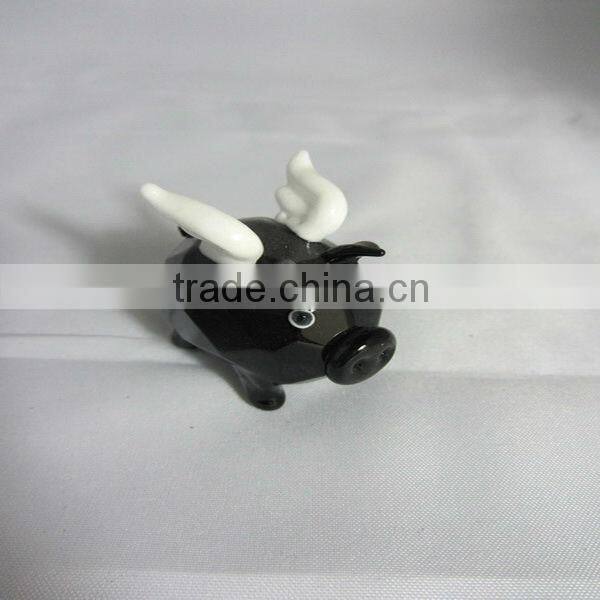 Colorful Pig Shaped Glass Gift,little glass animals