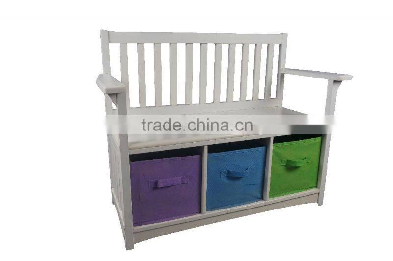 white wooden chair with storage box, bench with storage box