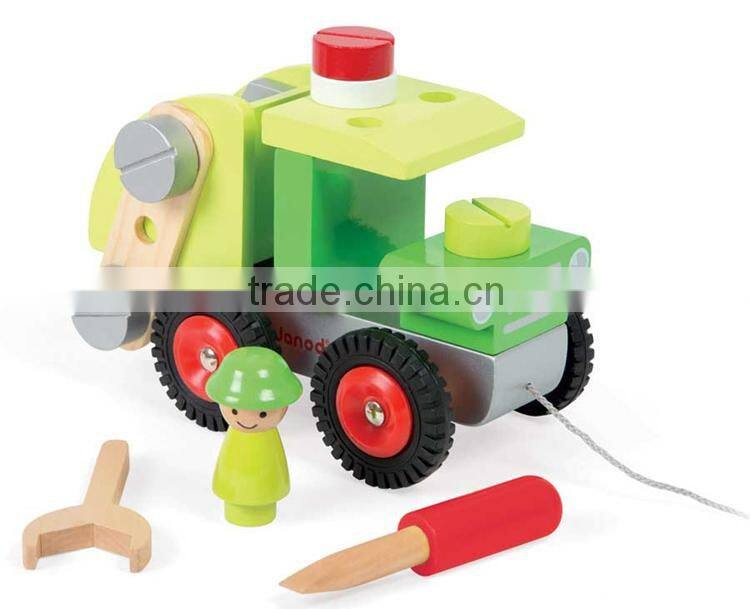 new item wooden tractor toy OEM creative wooden tractor kids combination toys EZ5104
