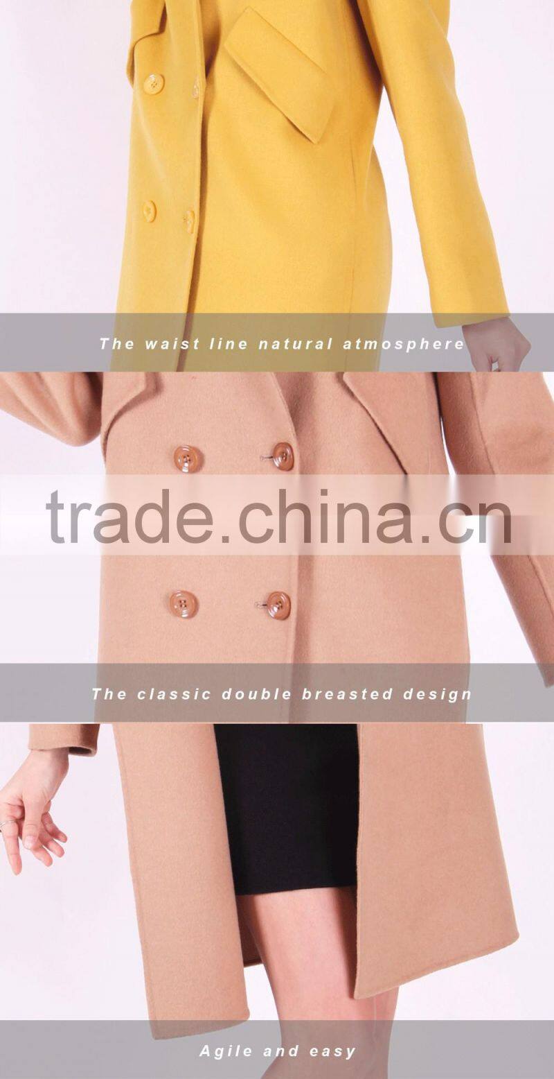 2016 New Design Spring Women Length Slim Fit Wool Coat