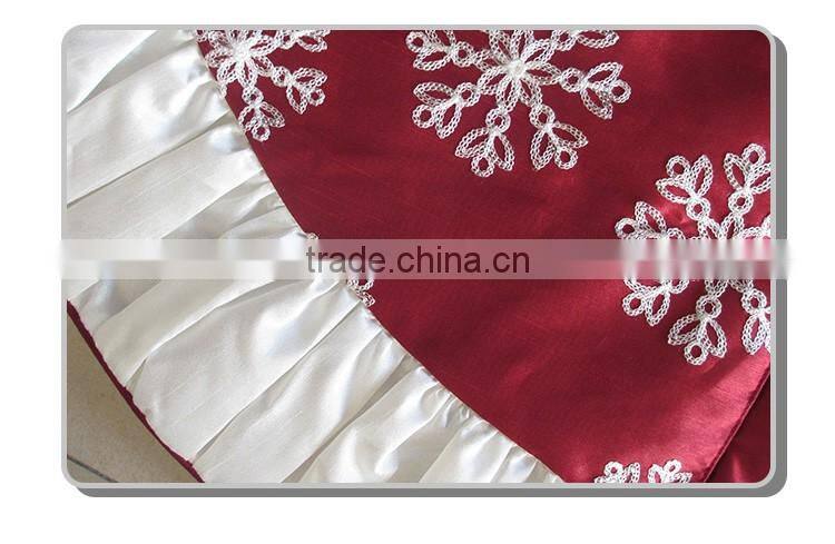 wholesale burg faux silk embroidery for white snowflake tree skirts