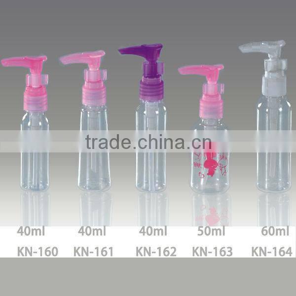 Plastic pet clear lotion bottle for perfume use, lotion bottle with sprayer