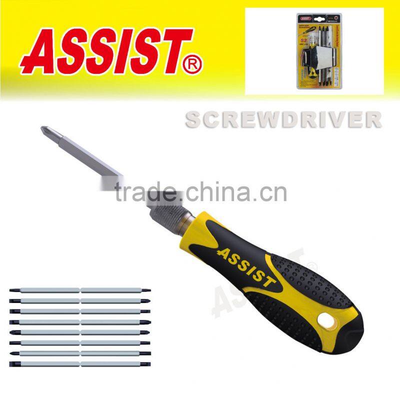 Screwdriver with blue black handle magnetic tip