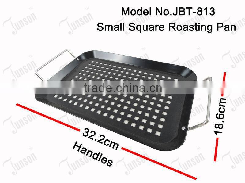 BBQ Square Roasting Pan With Holes/Stainless Steel Handles Grill Pan