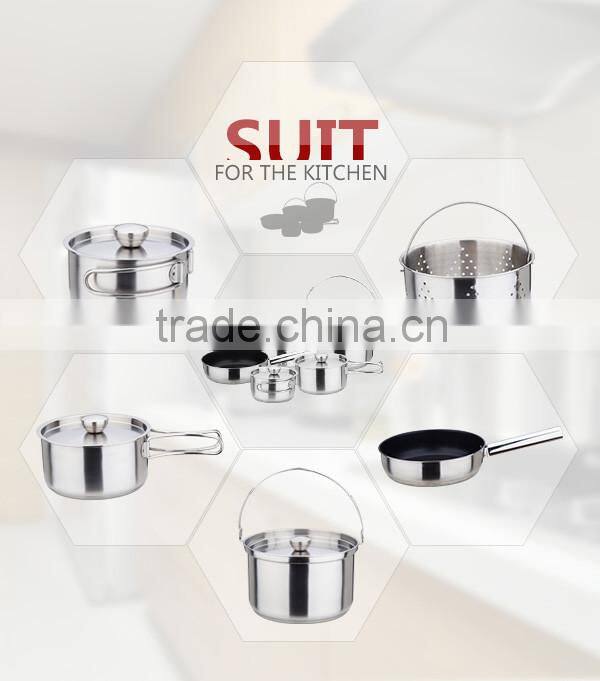 Foldable Camping Saucepan Frying Pan Stock Pot Stainless Steel Cookware Set