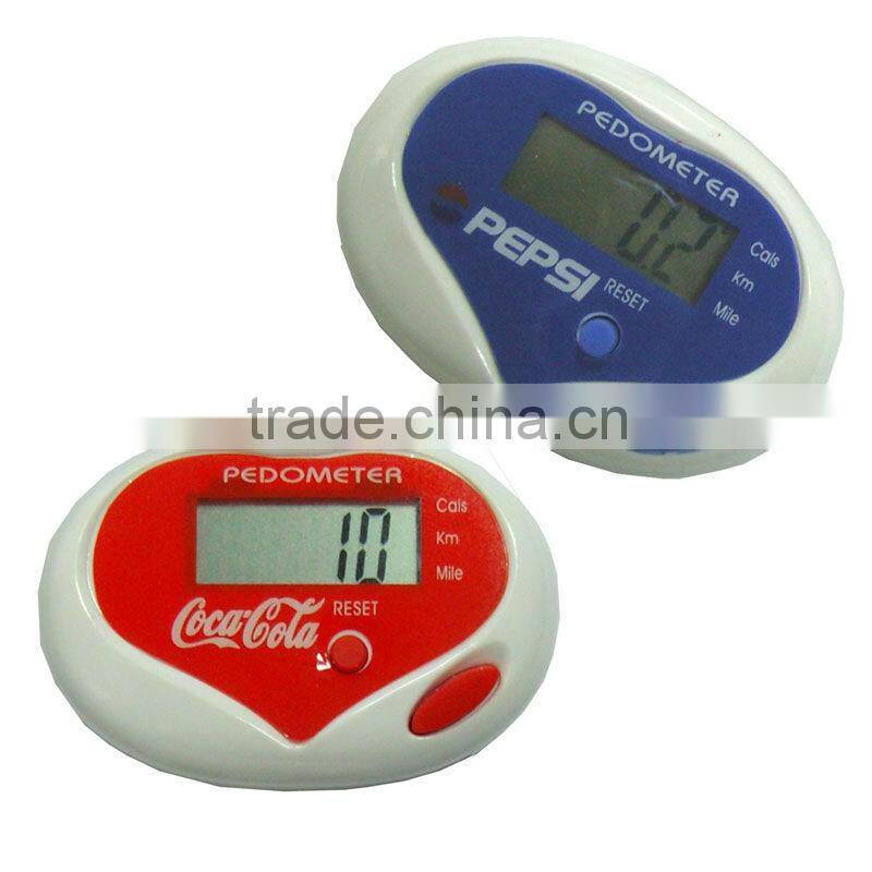 Pedometer with calorie heart shape red