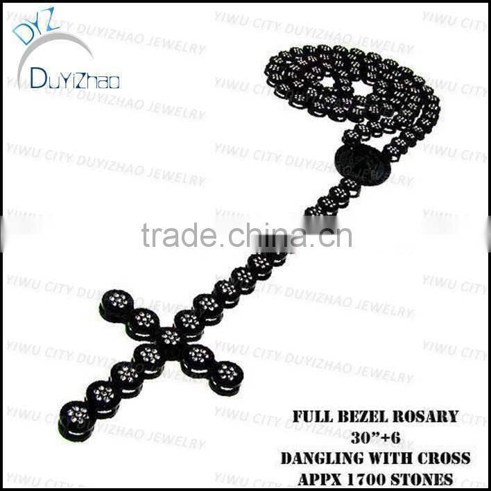 hot sale bling bling hip hop rosary necklace