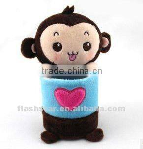 2013 New design-cartoon monkey plush pen container