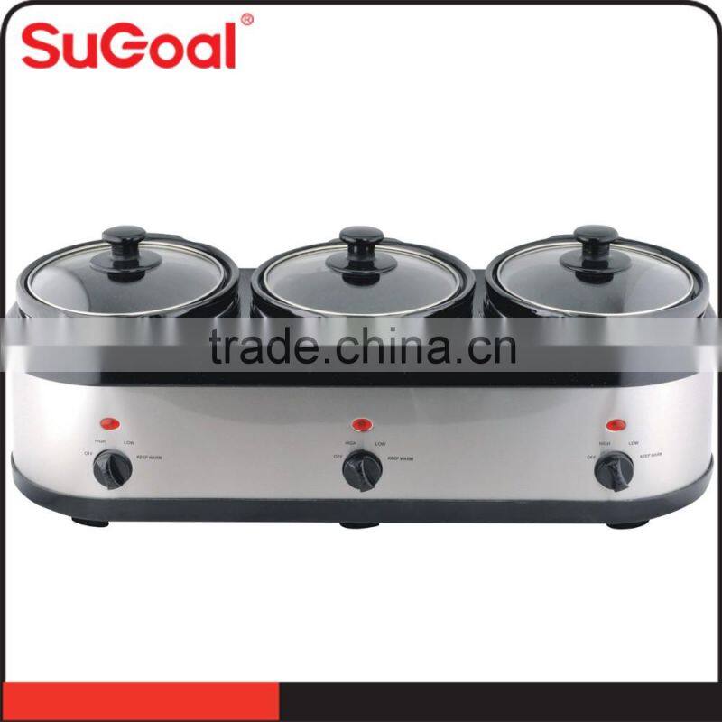 Electric panel SS body 3 in line industrial slow cooker