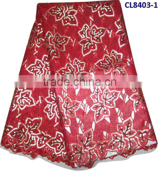 CL8403-1 2014 high quality high range hot selling pattern lace dress new arrival colorful organza lace with beautiful sequins