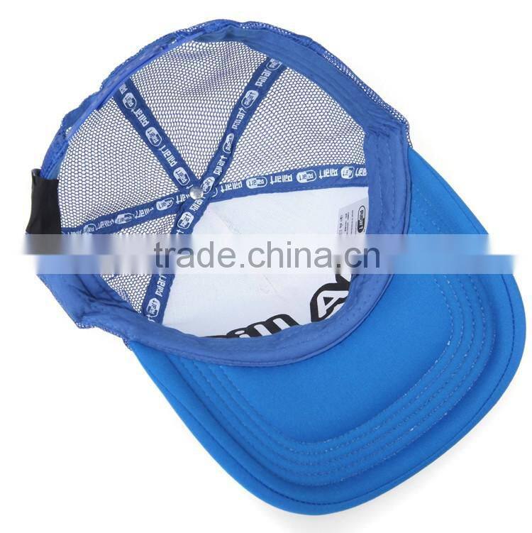 5panel blue scream print mesh hat curved brim trucker caps