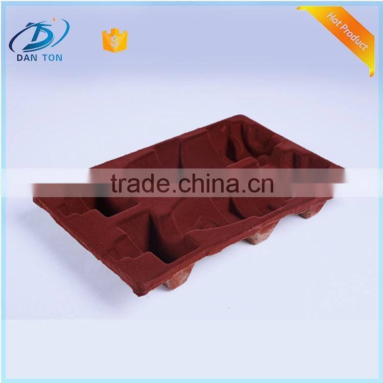 New Eco-friendly Recycle Compostable Red Wine Paper Pulp Moulding Tray