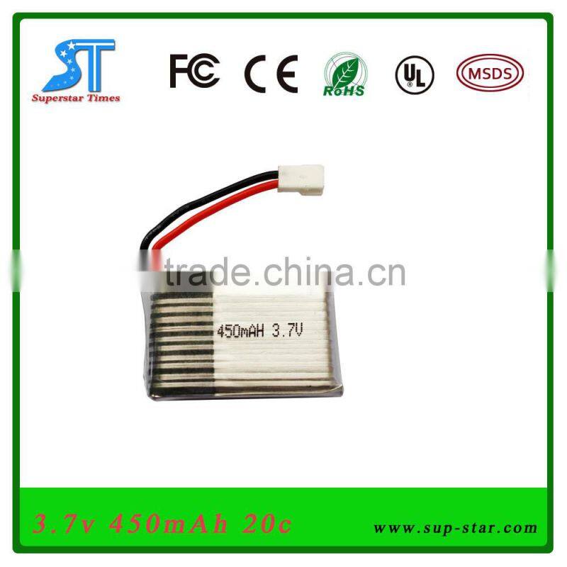 Powerful battery pack lipo battery 3.7v 450mah for RC Airplanes and RC Helis