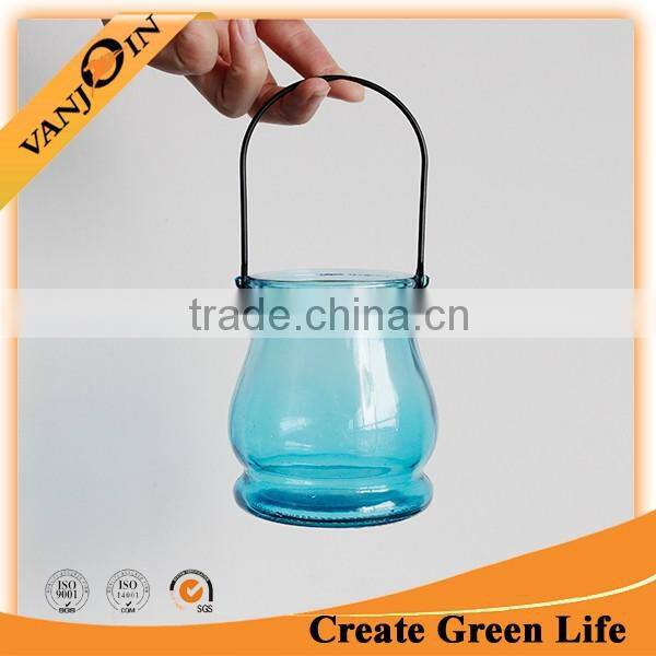 Decorated Color Glass Candle Holders With Wire