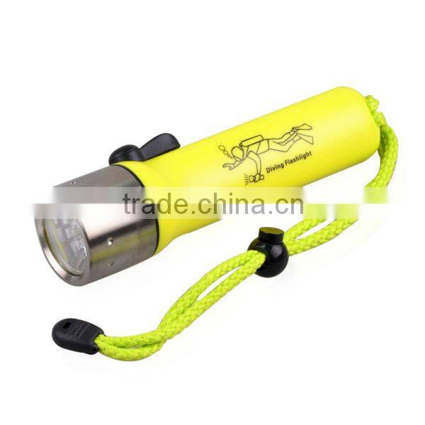 Stainless steel head IP68 Waterproof CREE Q5 LED diving torch