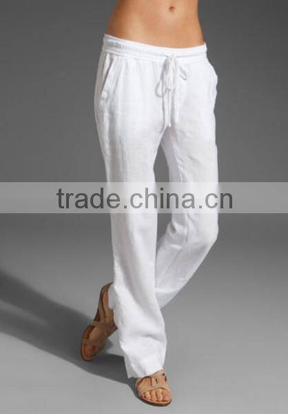 Summer womens white drawstring pants cool design