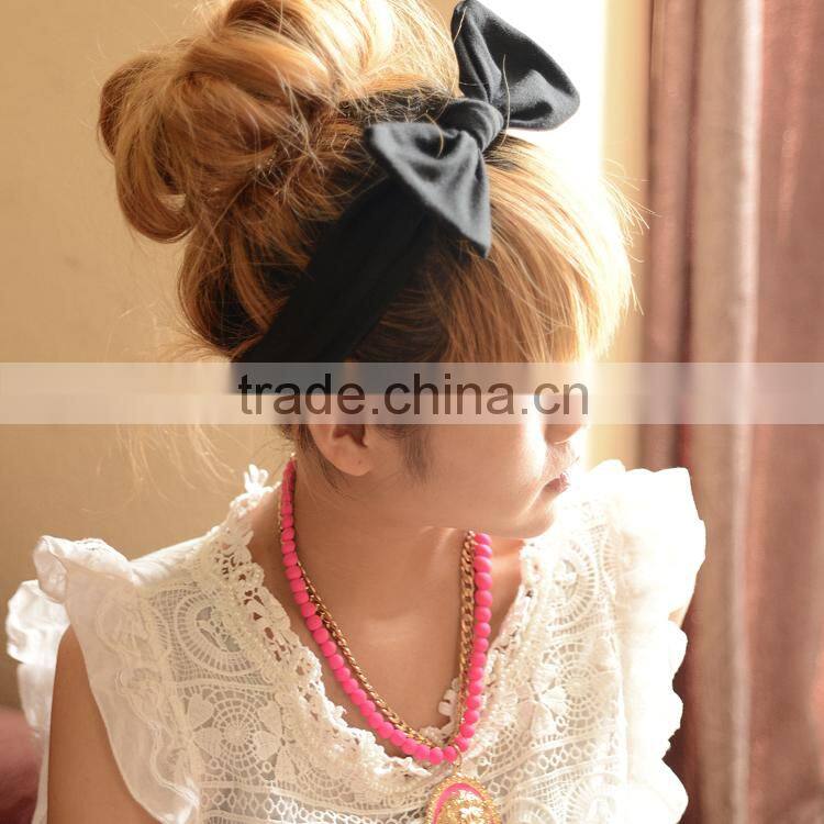 Trendy Girls' Fashion Hair Accessories Check Print Wrap Knot Bow Elastic Headband Head Wrap