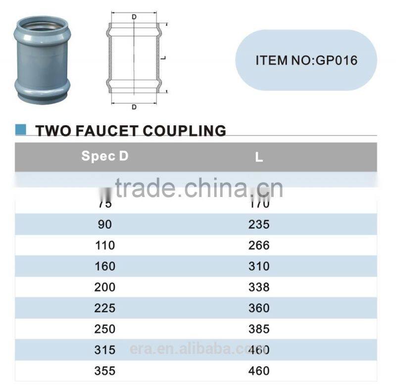 ERA Brand PVC TWO FAUCET COUPLING PIPE FITTING