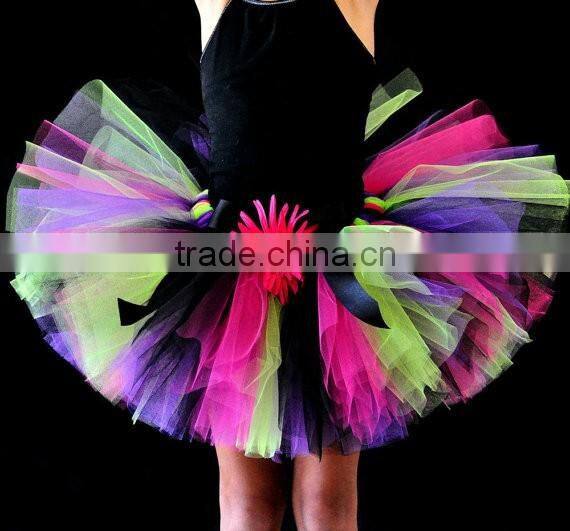 lovely handmade girls tutu black green pink purple tutu multicolored skirts