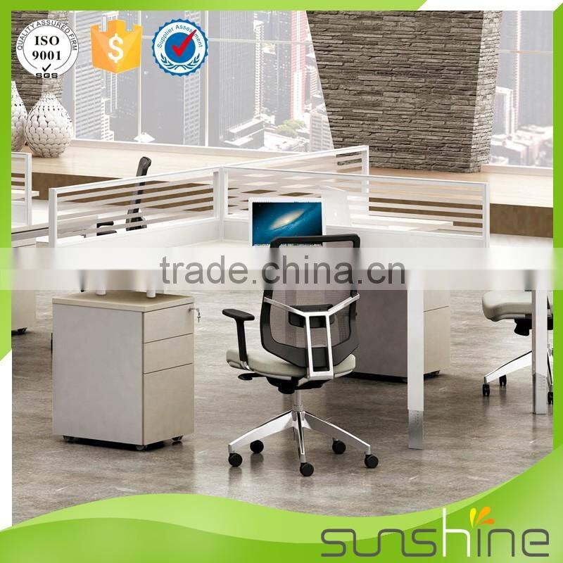 Modular furniture metal frame and MFC melamine table staff work station for 2 persons