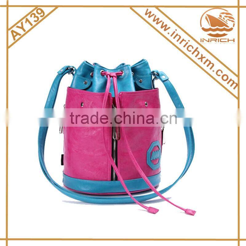 Korean Fashion Candy Color Drawstring Backpack Bucket Bag