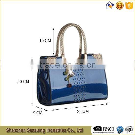 High Quality Patent PU Handbag with Long Shoulder Strap