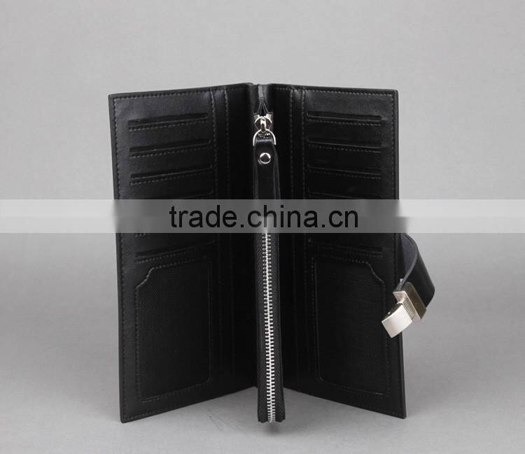 Lastest black leather metal chain wallet and purse for men