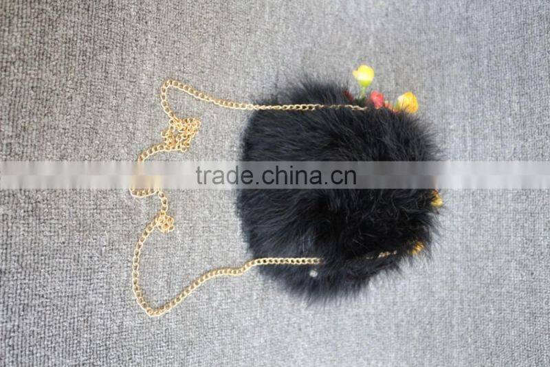 Fashion Design Winter Girls Fur Hand Bags / Hot Sell Turkey Fur Key Bag Cheap Price