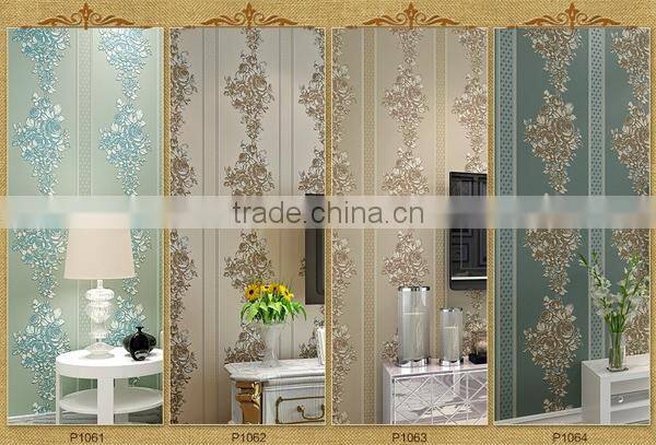 European pastoral wallpaper stripes 3D non-woven wallpaper concrete wall