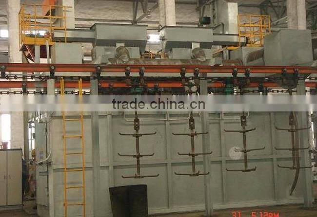 Overhead rail shot blasting machines