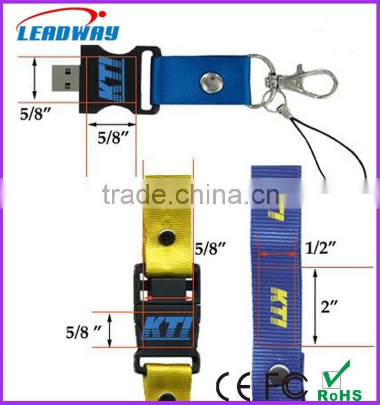 USB 2.0 Lanyard Flash Drive with Keychain 64MB-64GB